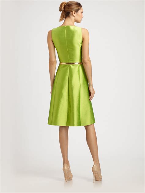 michael kors green gown|Michael Kors black pleated dress.